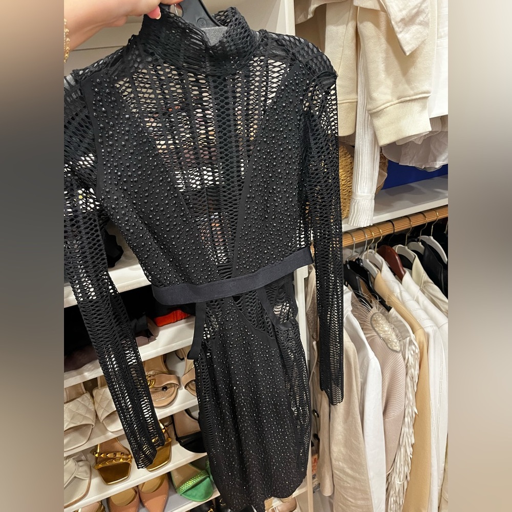 Revolve Black Sequin Bandage Dress Small